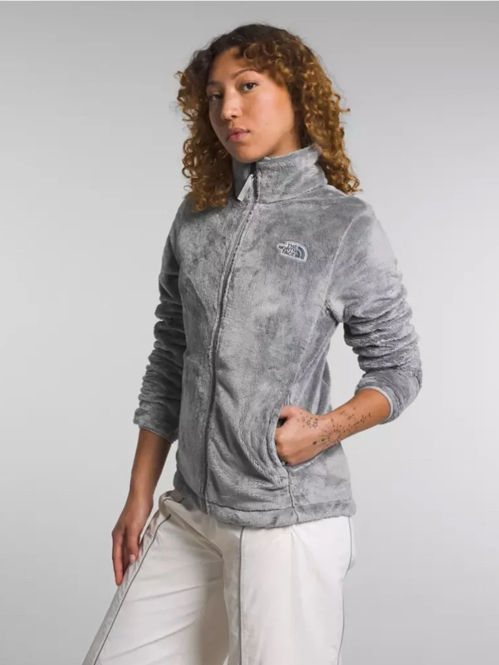 The North Face Gray Fuzzy Fleece Zip Jacket - Picture 1 of 4
